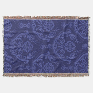 Blaue Blumendamastluxustapete Decke