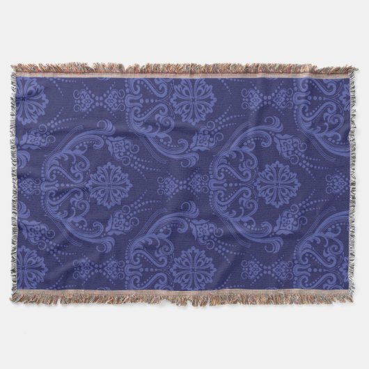 Blaue Blumendamastluxustapete Decke (Vorderseite)