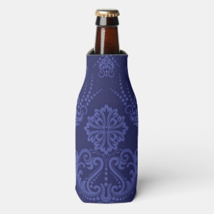 Blaue Blumendamastluxustapete Flaschenkühler