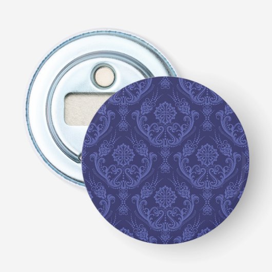 Blaue Blumendamastluxustapete Flaschenöffner (Vorderseite)
