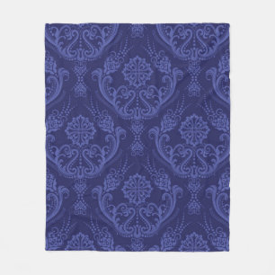 Blaue Blumendamastluxustapete Fleecedecke