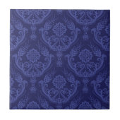 Blaue Blumendamastluxustapete Fliese (Vorderseite)