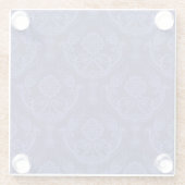 Blaue Blumendamastluxustapete Glasuntersetzer (Rückseite)