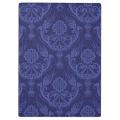 Blaue Blumendamastluxustapete Klemmbrett (Rückseite)