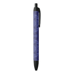 Blaue Blumendamastluxustapete Kugelschreiber