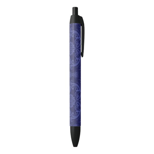 Blaue Blumendamastluxustapete Kugelschreiber (Unterseite (Vertikal))