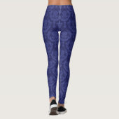 Blaue Blumendamastluxustapete Leggings (Rückseite)