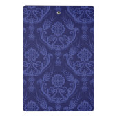 Blaue Blumendamastluxustapete Mini Klemmbrett (Rückseite)