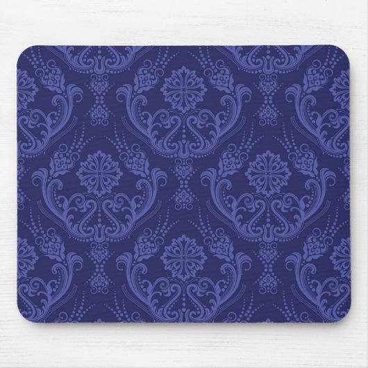 Blaue Blumendamastluxustapete Mousepad (Vorne)