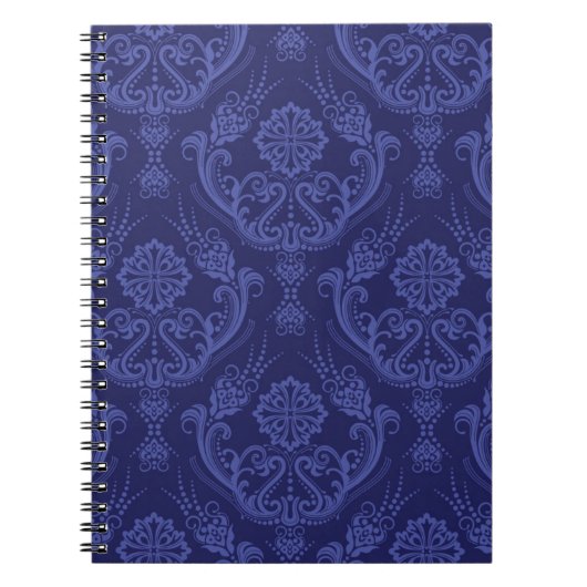 Blaue Blumendamastluxustapete Notizblock (Vorderseite)