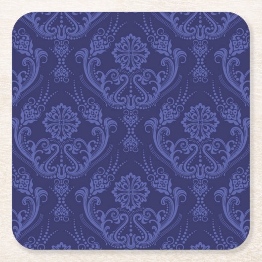 Blaue Blumendamastluxustapete Rechteckiger Pappuntersetzer (Vorderseite)