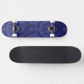 Blaue Blumendamastluxustapete Skateboard (Horizontal)