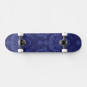 Blaue Blumendamastluxustapete Skateboard (Horizontal)