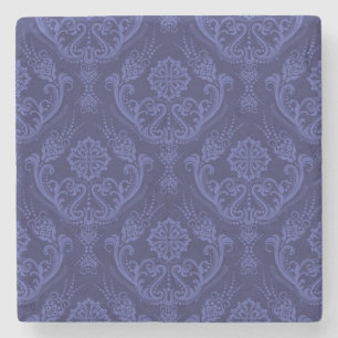 Blaue Blumendamastluxustapete Steinuntersetzer