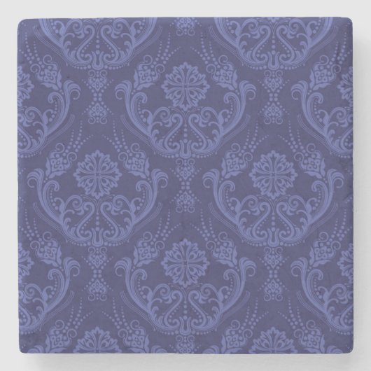 Blaue Blumendamastluxustapete Steinuntersetzer (Vorderseite)
