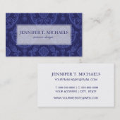 Blaue Blumendamastluxustapete Visitenkarte (Vorne/Hinten)