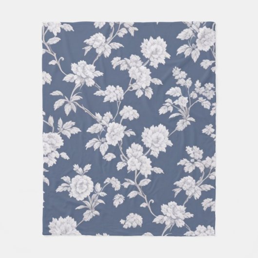 Blaue Blumendecke Fleecedecke (Vorderseite)