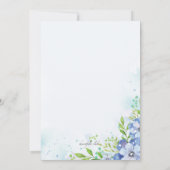 Blaue Blumenduschen-Einladung Einladung (Rückseite)