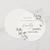 Blaue Blumenehe Hochzeit Termin vormerken Save The Date (Vorne/Hinten)