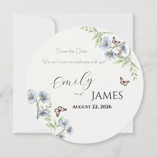 Blaue Blumenehe Hochzeit Termin vormerken Save The Date (Vorderseite)