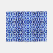 Blaue Blumenfliesen-Musterdecke Fleecedecke (Vorderseite (Horizontal))