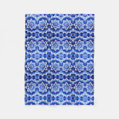 Blaue Blumenfliesen-Musterdecke Fleecedecke (Vorderseite)