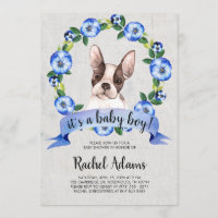 Blaue Blumenfranzose-Stier-HundeBabyparty
