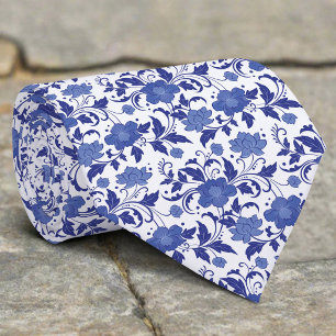 Blaue Blumeng toile Wasserfarbe Vintage-Hochzeit Krawatte