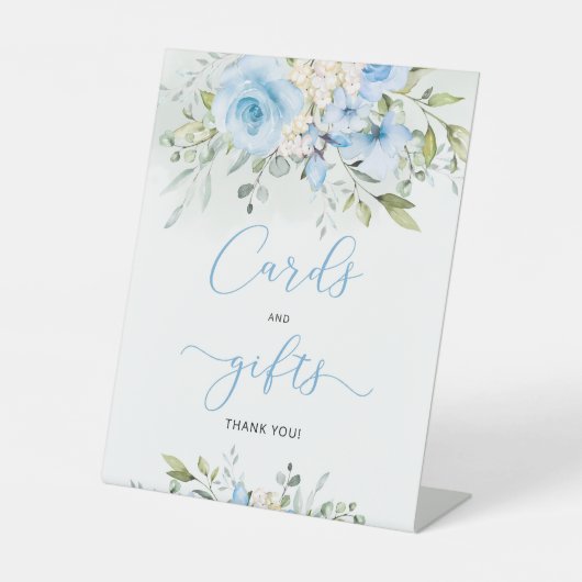 Blaue Blumengärten Karten und Geschenke Schild (Vorderseite)