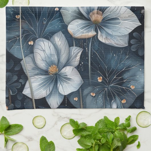 Blaue Blumengebinde                                Geschirrtuch (Gefaltet)