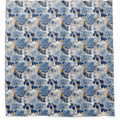 Blaue Blumengestaltung  Duschvorhang (Vorderseite)