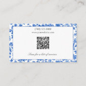 Blaue Blumengestaltung mit QR-Code Visitenkarte (Rückseite)