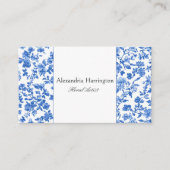 Blaue Blumengestaltung mit QR-Code Visitenkarte (Vorderseite)