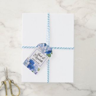 Blaue Blumengestecke Geschenkanhänger