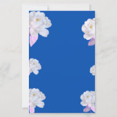 Blaue Blumengewölbe-Hochzeitsmenükarte (Rückseite)
