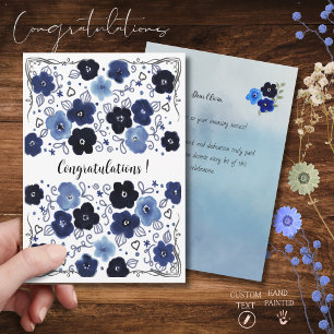 Blaue Blumengratulationskarte zum Glückwunsch Feiertagskarte