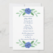 Blaue Blumengrün Foliage Brautparty Einladung (Vorderseite)