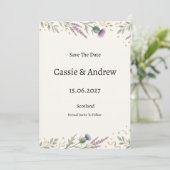 Blaue Blumengrün-Hochzeit Save The Date (Stehend Vorderseite)
