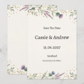 Blaue Blumengrün-Hochzeit Save The Date (Vorne/Hinten)