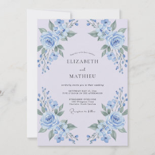 Blaue Blumenhochzeit Einladung