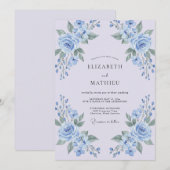 Blaue Blumenhochzeit Einladung (Vorne/Hinten)