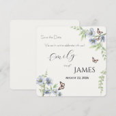 Blaue Blumenhochzeit - Termin vormerken Save The Date (Vorne/Hinten)