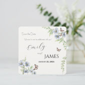 Blaue Blumenhochzeit - Termin vormerken Save The Date (Stehend Vorderseite)