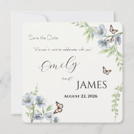 Blaue Blumenhochzeit - Termin vormerken Save The Date
