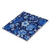 blaue Blumenkacheln Fliese (Seite)