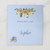Blaue Blumenkarte Hochzeitstisch Platzkarte (Außenseite Aufgefaltet)