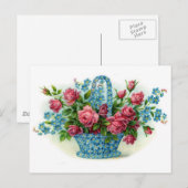 Blaue Blumenkorb Postkarte (Vorne/Hinten)