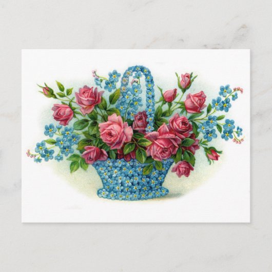 Blaue Blumenkorb Postkarte (Vorderseite)