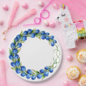 Blaue Blumenkranzplatte Pappteller (Party)