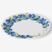 Blaue Blumenkranzplatte Pappteller (Schrägansicht)
